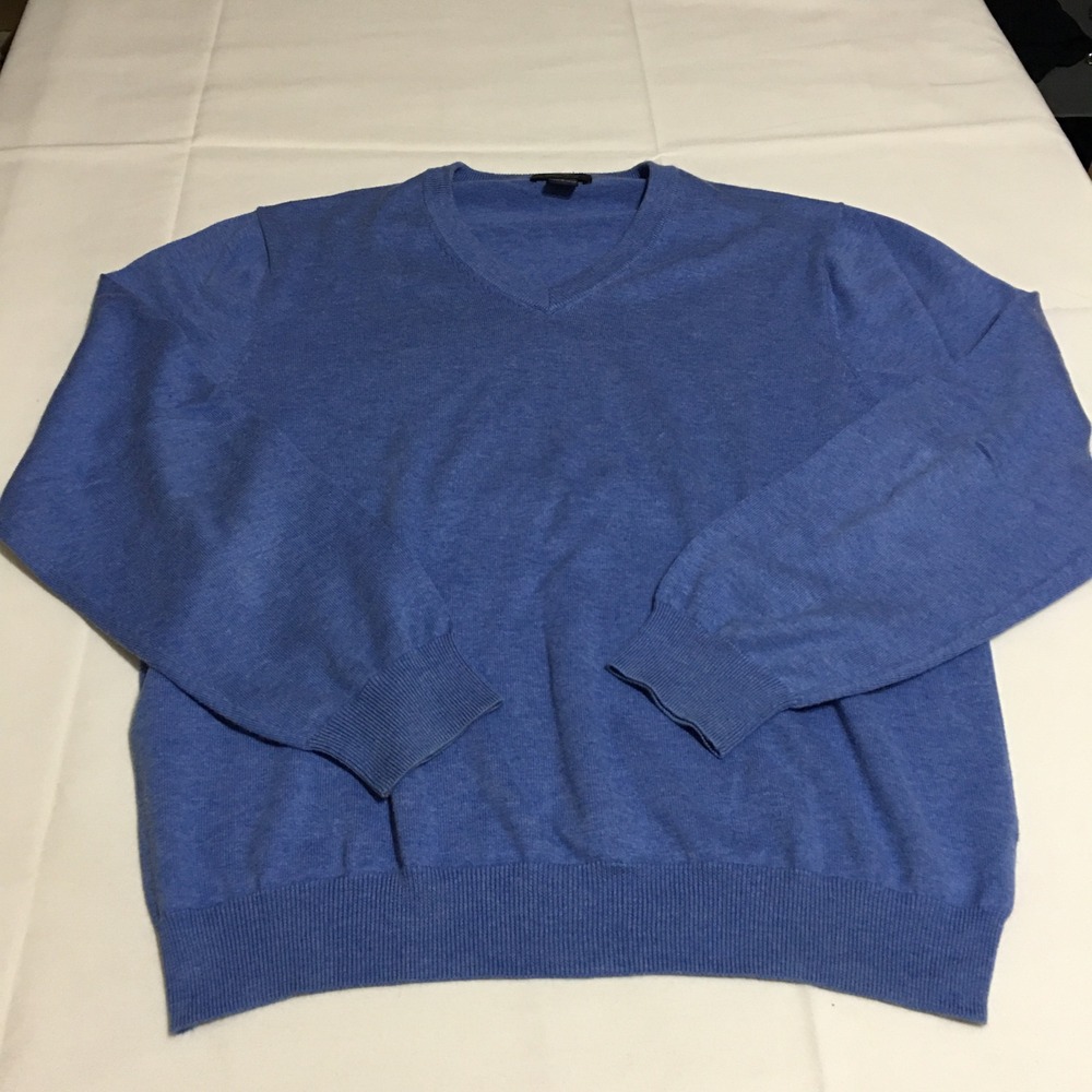 Brooks Brothers V-Neck Sweater Mens Large Blue Supima Cotton